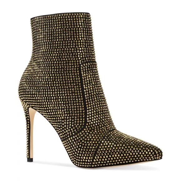 Michael Kors Black & Gold Rue Stiletto Booties 7 - Picture 1 of 7